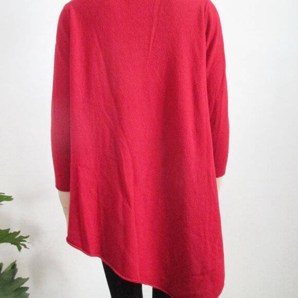 Cashmere Sweater Elfen Style Cranberry Red 3/4 Sleeves Size M - Picture 5 of 9